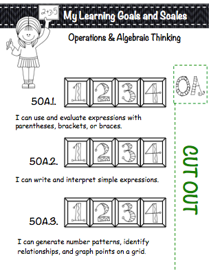 5th Grade Math Portfolio Pages for Tracking Student Growth Operations and Algebraic Thinking