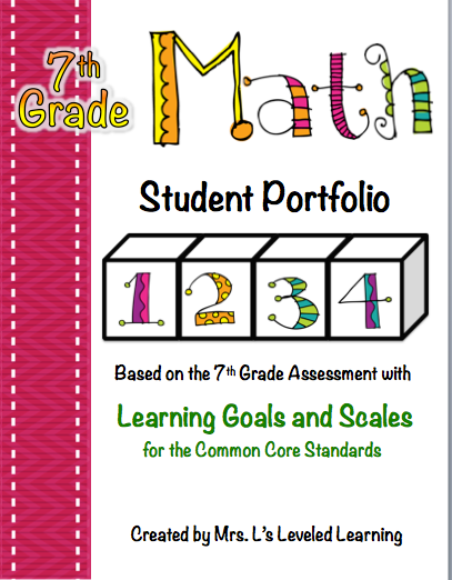 7th Grade Math Portfolio Pages for Tracking Student Growth Cover