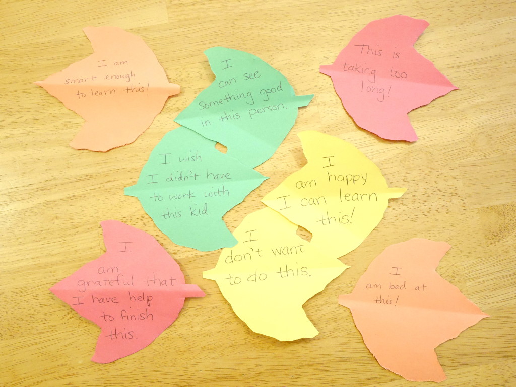 Positive Negative Thanksgiving leaf examples