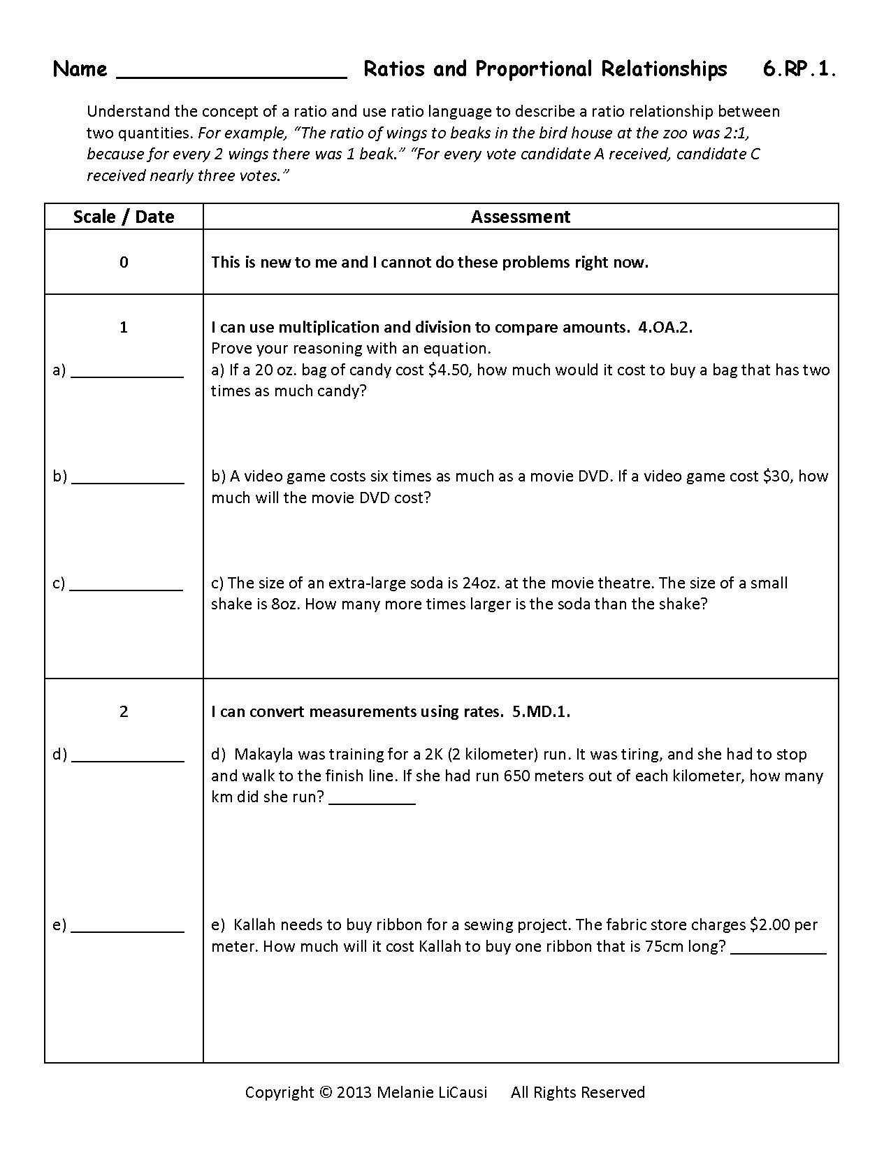 6th Grade Math Proficiency Scales & EDITABLE Assessment BUNDLE - Mrs. L ...