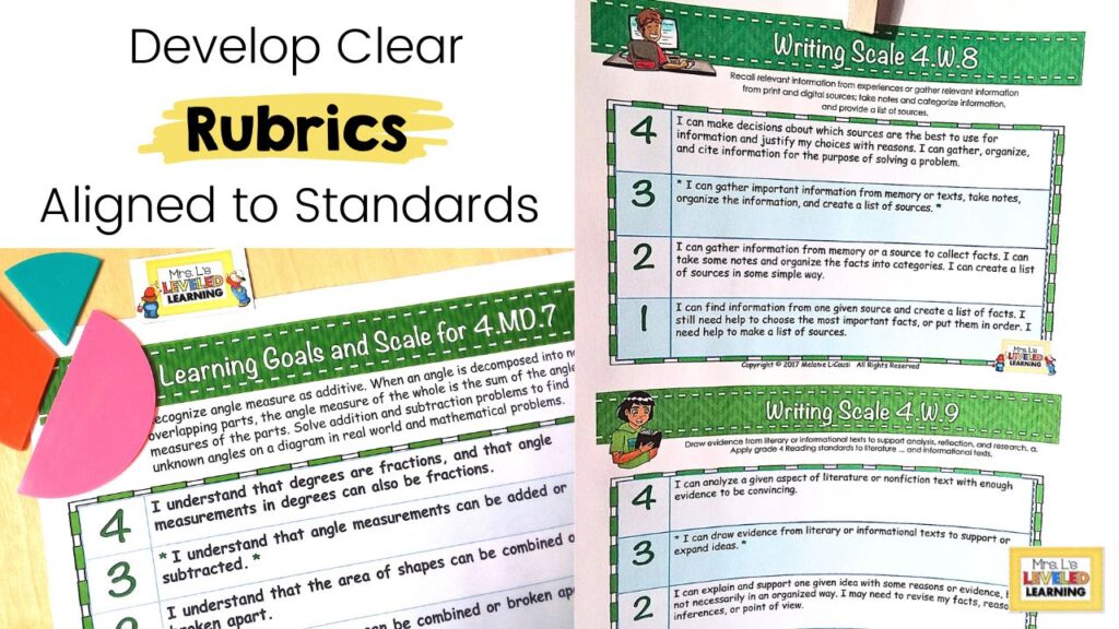 fourth grade rubrics for standards based grading math and reading